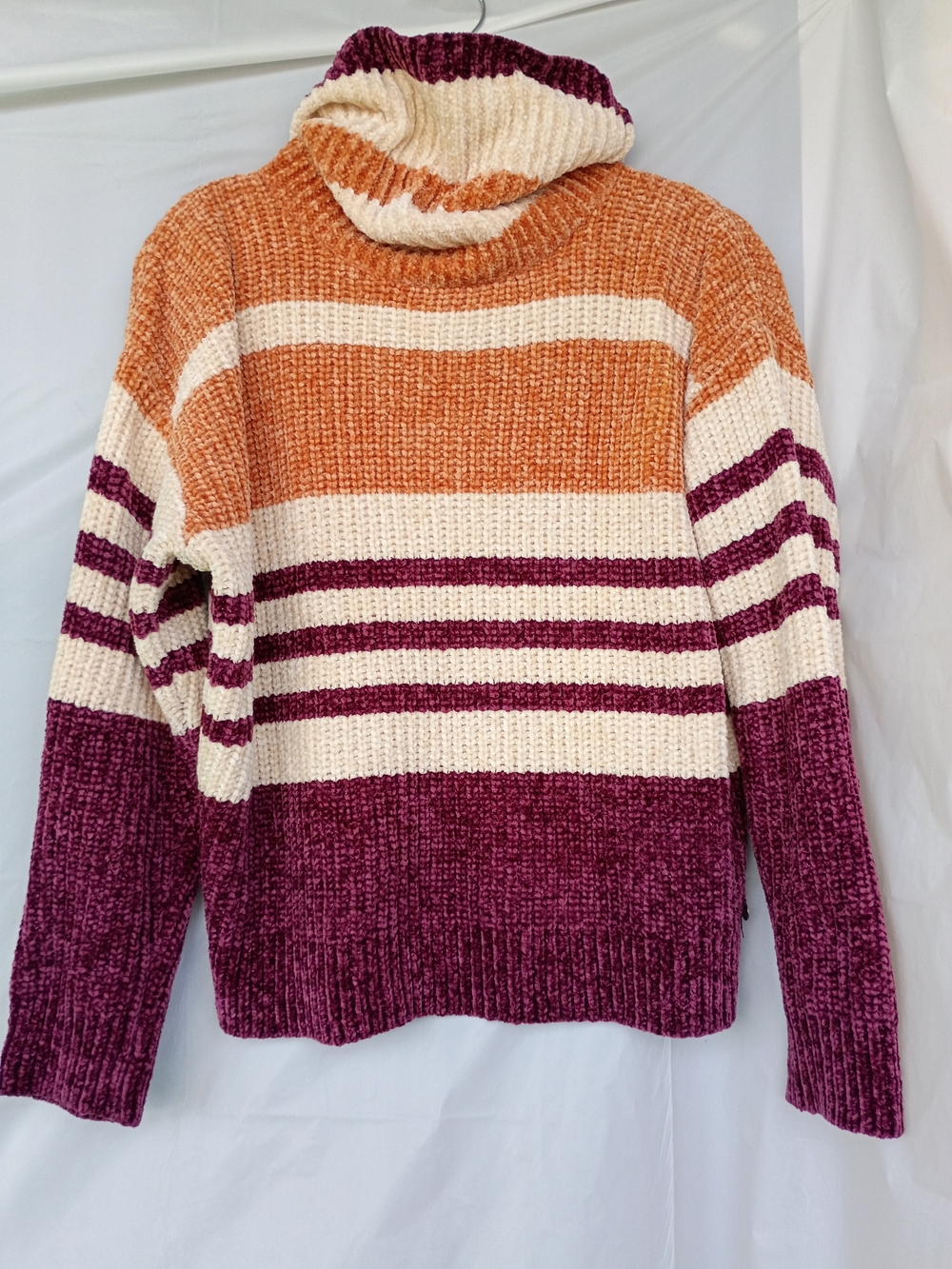 Roxy Velvet Morning Striped Chenille Turtleneck Sweater Size Small